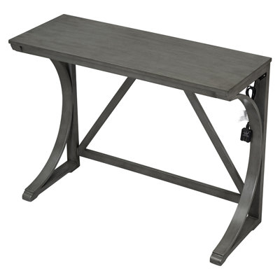 Farmhouse 3-Piece Counter Height Dining Table Set with USB Port and Upholstered Stools