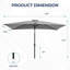 Parasol rectangulaire gris 6,5 x 10 pi avec manivelle, inclinable, toile résistante aux rayons UV pour la piscine, la cour et le patio (sans base)-1850113405