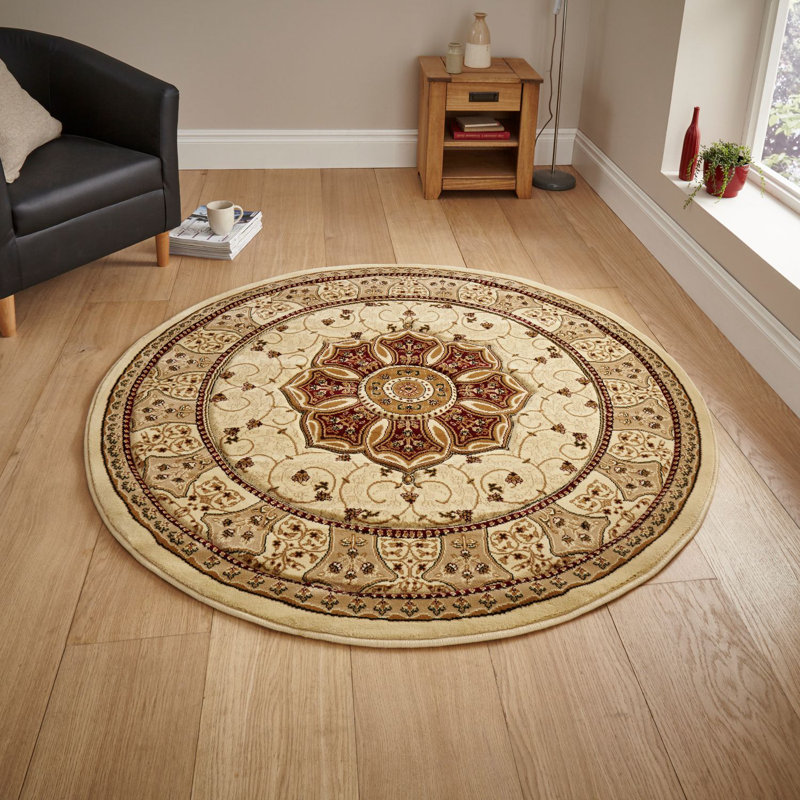 Brandonville Cream/Brown Rug, Round 150cm