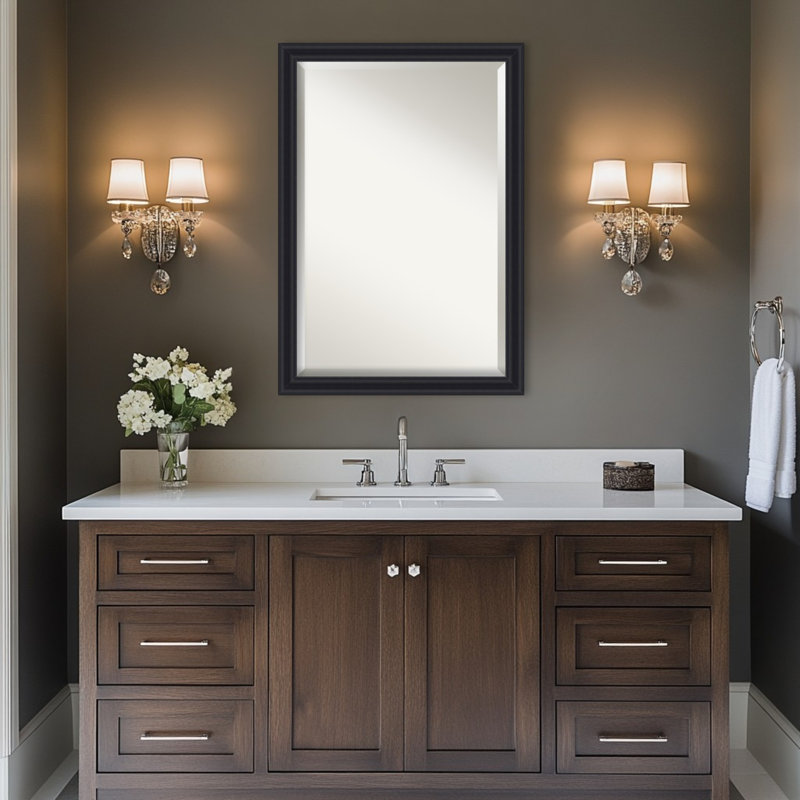Miroir mural de salle de bain Dalat, 27,75 po x 39,75 po, Noir