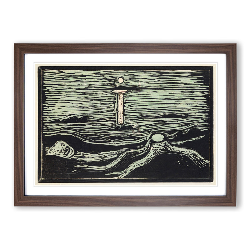 Mystical Shore by Edvard Munch - Framed Print, 27cm H x 36cm W x 2cm D, Walnut Framed