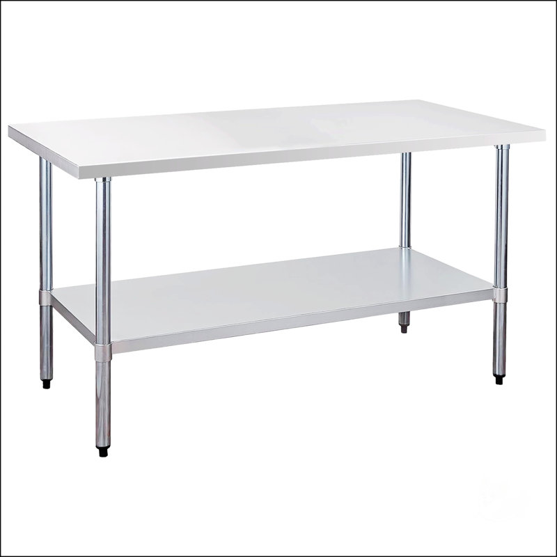 Table de travail durable en acier inoxydable de calibre 18 avec dosseret et tablette inférieure pour une utilisation efficace dans la cuisine