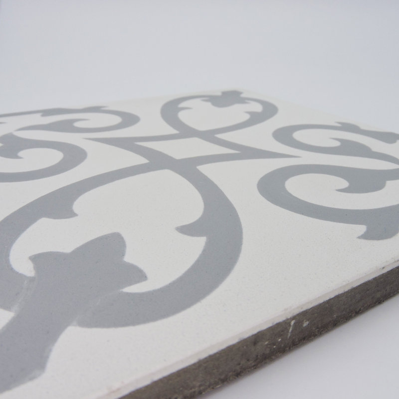 Agadir 8" x 8" Cement Patterned Wall & Floor Tile, White/Gray