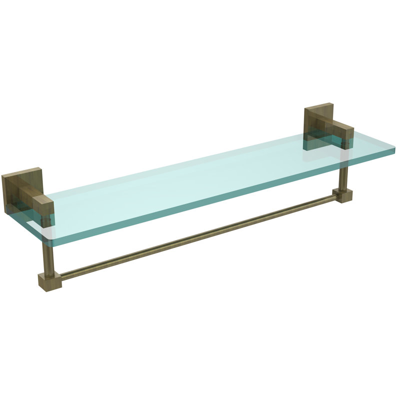 Haranu Bracket Shelf with Towel Bar, Antique Brass, 22 Inch