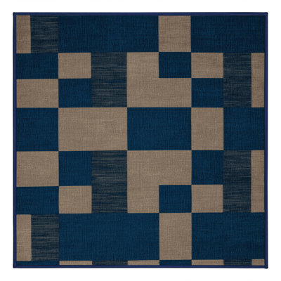 Tapis bleu à carreaux lavable à la machine