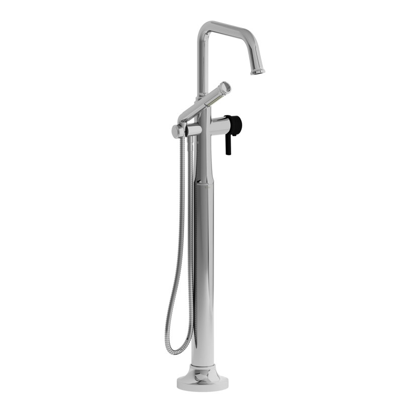 Garniture de baignoire sur pied à un trou avec bec en U Momenti, Chrome / Noir, Levier