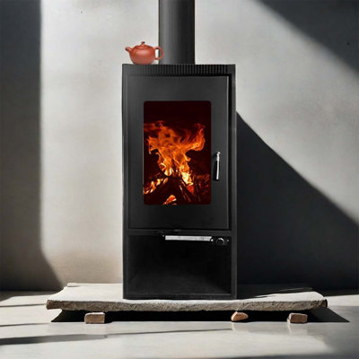 Black vintage metal heating fireplace