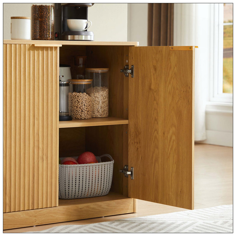Buffet moderne ondulé, armoire de rangement à contour incurvé, armoire à 4 portes avec fonction de rangement, convenant à la cuisine / chambre à coucher / salon