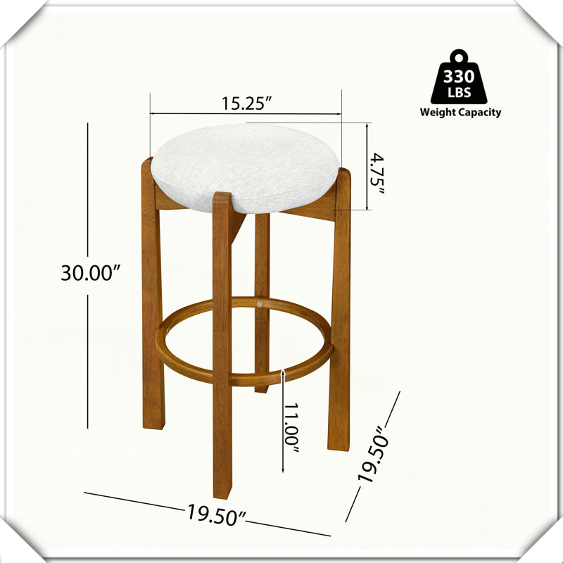 Ensemble de 2 tabourets de bar rembourrés en bois d'intérieur finition noyer pratique, durable, compact et fonctionnel, Noyer