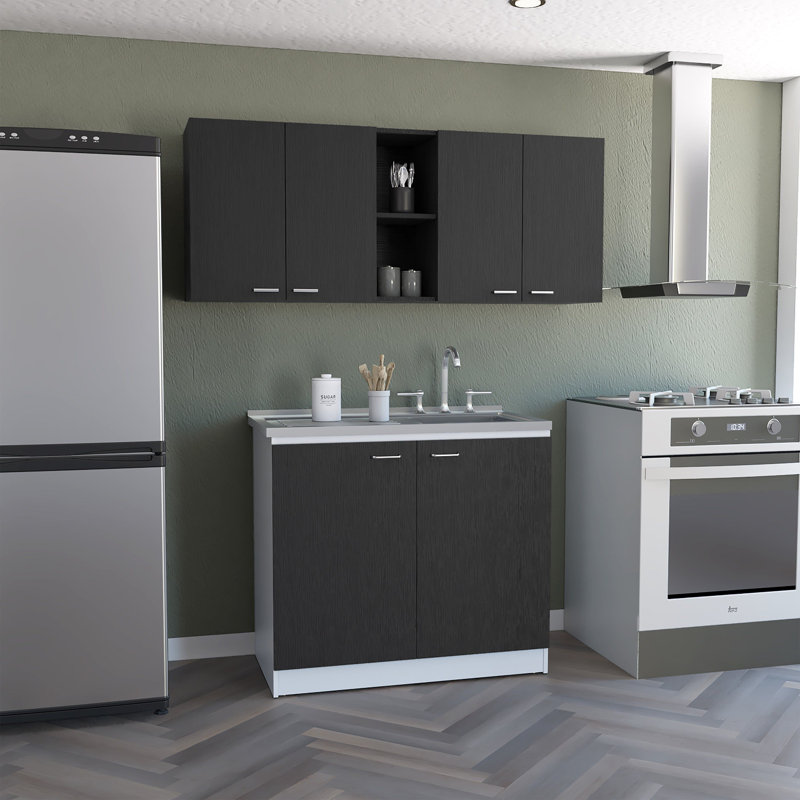 Luther 2 Piece Kitchen Set, Wall Cabinet + Utility Sink Cabinet