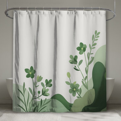 Rideaux de douche verts à motif floral extra longs