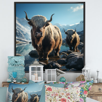 Enchanted Yaks Portrait In Winter, reproduction d'art sur toile
