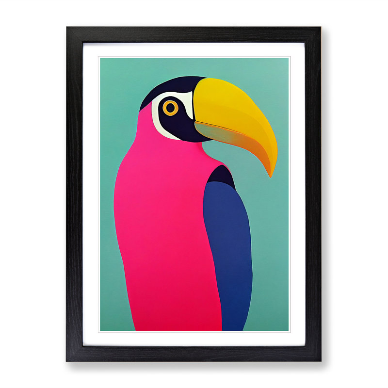 FRM-V0523-2526X Toucan Abstract Vol.4 1 Piece Single Picture Frame Wall Art, 64cm H x 46cm W x 2cm D, Oak