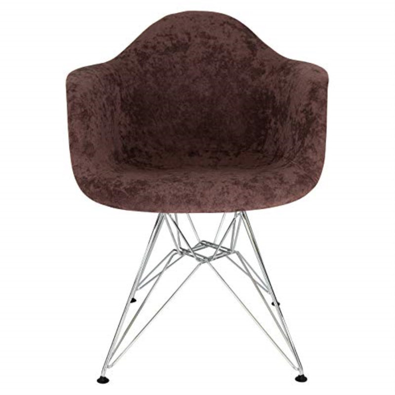 Chaise avec accoudoirs rembourrée Bullsbrook, Velours brun café