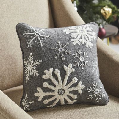 Coussin en feutre gris festif 12 x 12