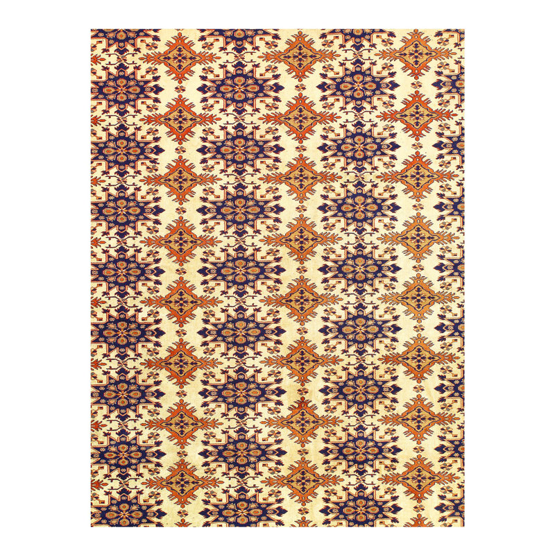 One-of-a-Kind Rectangle 7' X 9'9" 1960s Area Rug in Beige/Ivory