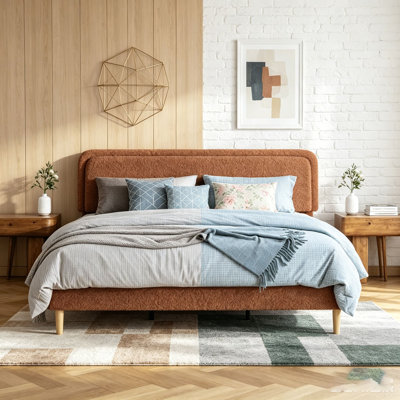 Structure de lit, lit plateforme rembourré moelleux avec tête de lit réglable en hauteur, structure robuste et lattes, conception silencieuse, compatible avec les matelas sans ressorts, facile à assembler