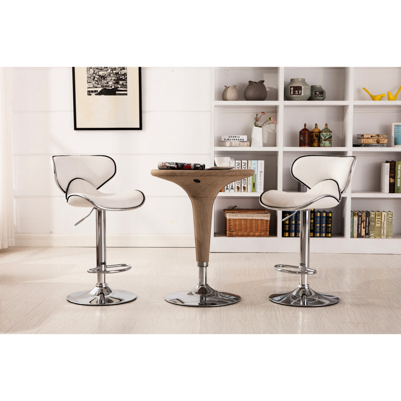 Blanc avec base en 2, siège en similicuir, fonction pivotante, revêtement d'ameublement moderne, base et siège confortable