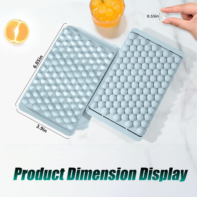 Paquet de 2 mini plateaux à glaçons avec couvercles - Faites de petits cailloux ronds et de la glace à pépites écrasées pour les cocktails, le café glacé, les smoothies et plus encore! Parfait pour le congélateur, convient aux tasses et gobelets 