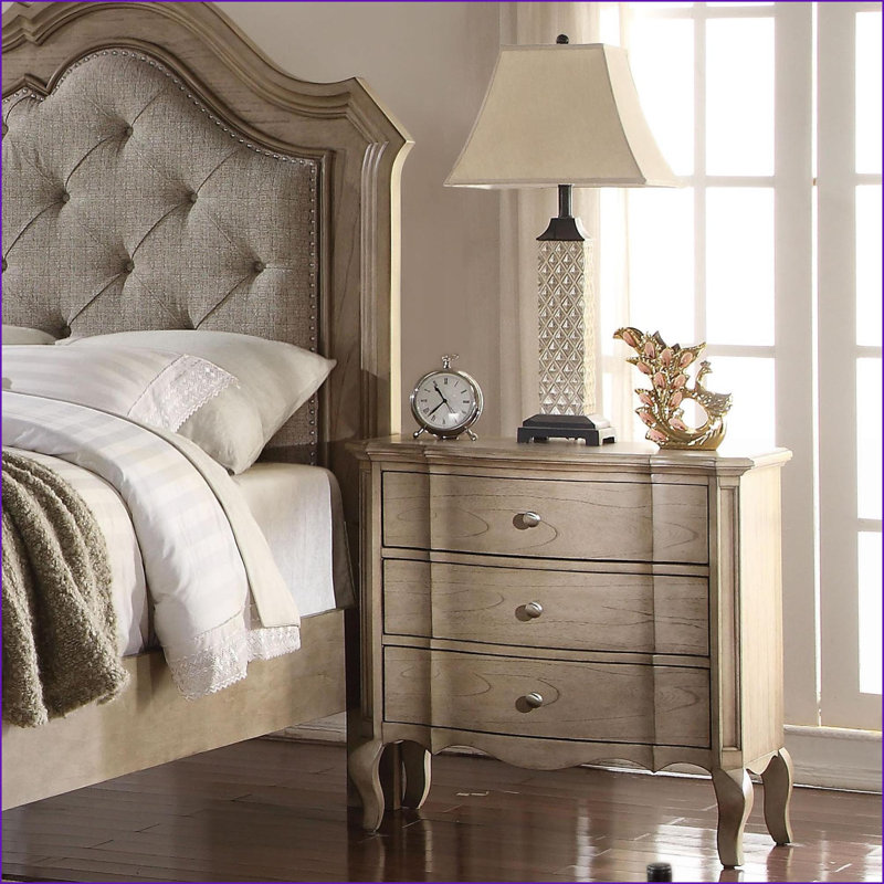 Table de chevet 3 tiroirs Antique Taupe