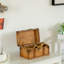  Coffre à trésor en bois de style antique Farmhouse avec sangles en cuir et coffre de rangement décoratif à loquet avant pour bijoux ou lettres, décor rustique pour la maison ou le bureau, petit