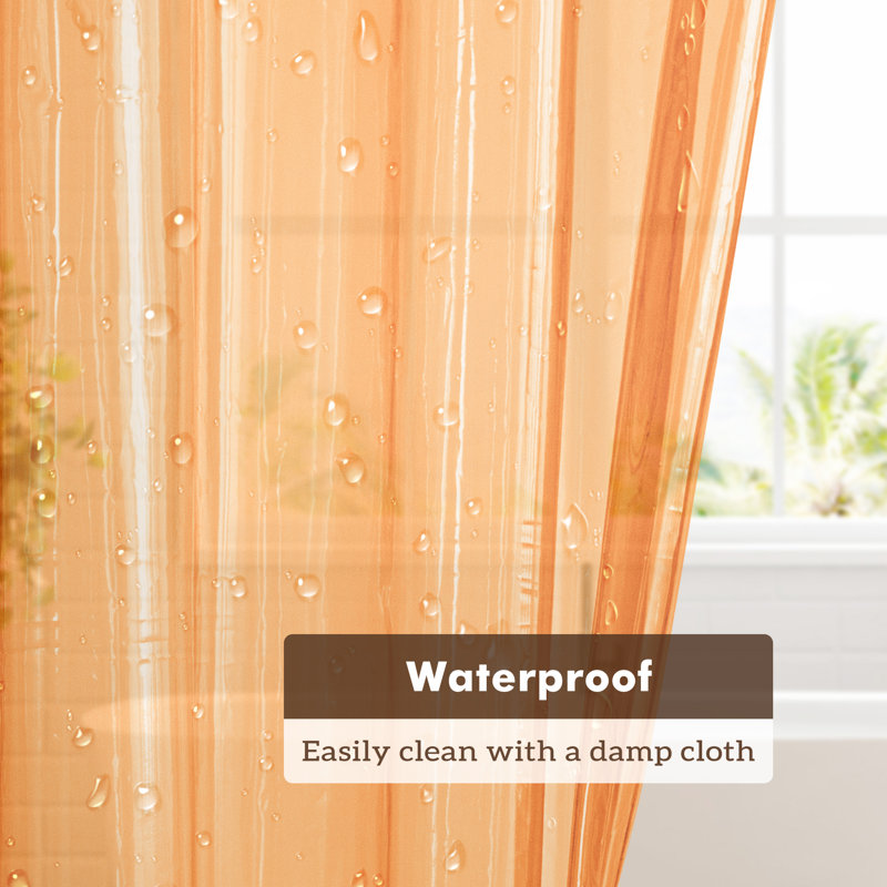 Waterproof Lightweight PEVA Single Shower Curtain Liner, Clear Orange, 72"H x 72"W