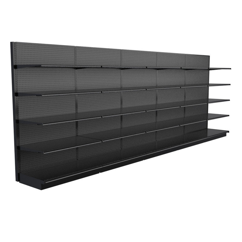 Nouveau - Tablette de gondole à une face - l 20 pi x H 8 pi (20 tablettes), 96 po x 240 po, Noir