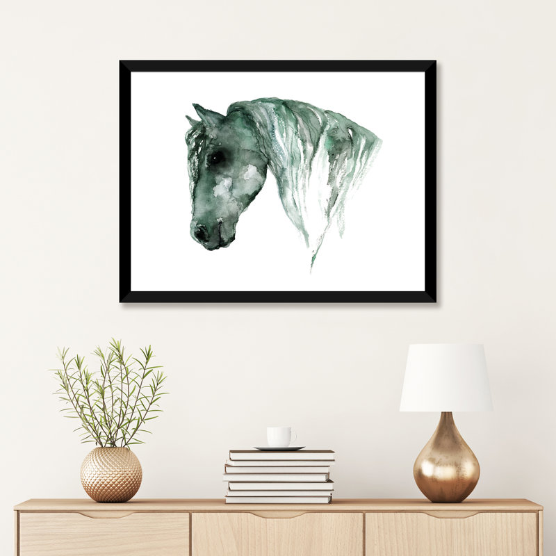 Art du cheval, H 16 po x l 24 po x P 1 po, Papier avec cadre noir