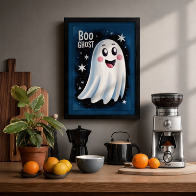 Cheerful Halloween Ghost Novelty - Framed Print
