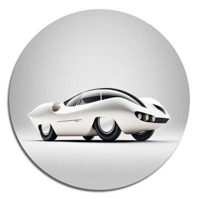 Visionary Sports Car Design In Black And White III - Cars Race Exotic Round Wall Art on Metal