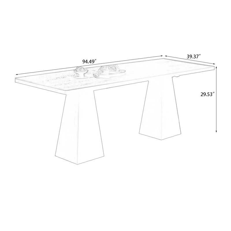 Black Rectangle Solid Wood Dining Tables, 29.53"H x 94.49"L x 39.37"W