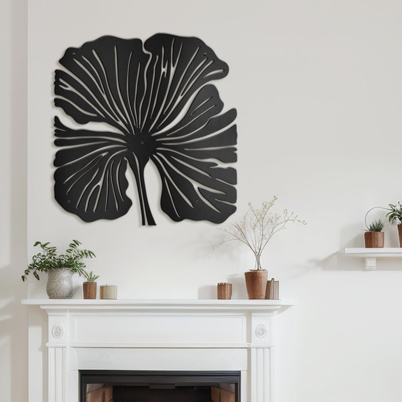 Grandes feuilles minimalistes, décoration murale abstraite moderne, décoration murale suspendue, Noir