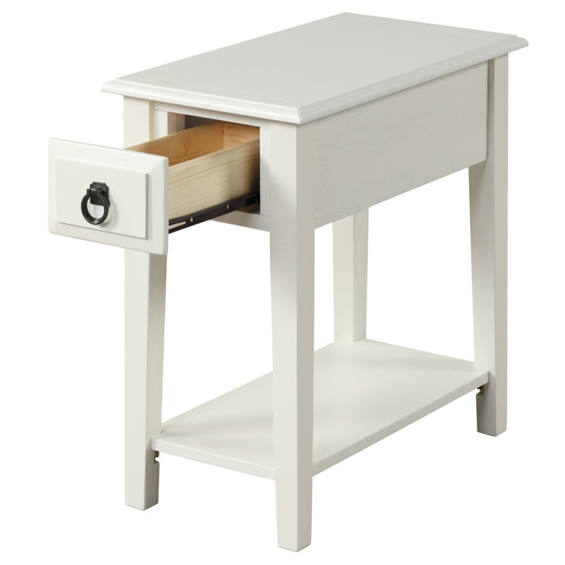 White 1-Drawer Accent Table With Shelf