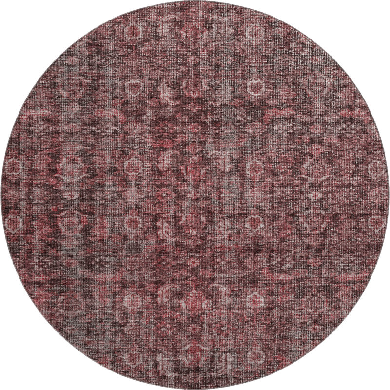 Premium Machine Washable Ducote AMF1145 Damask Rug, Round 8'
