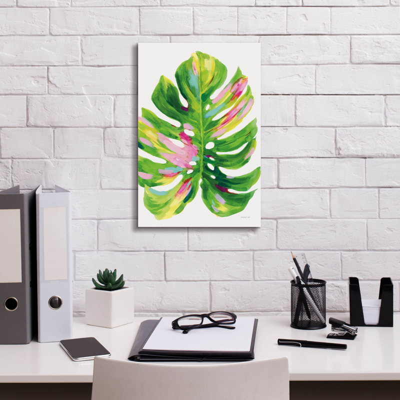 Bay Isle Home™ 'Colourful Tropical Leaf 1' by Danhui Nai Canvas Wall Art, 18" H x 12" W