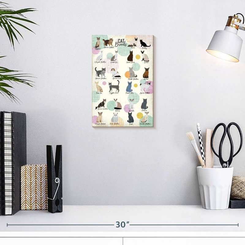 Brampt Cat Breeds Chart, 12" H x 8" W