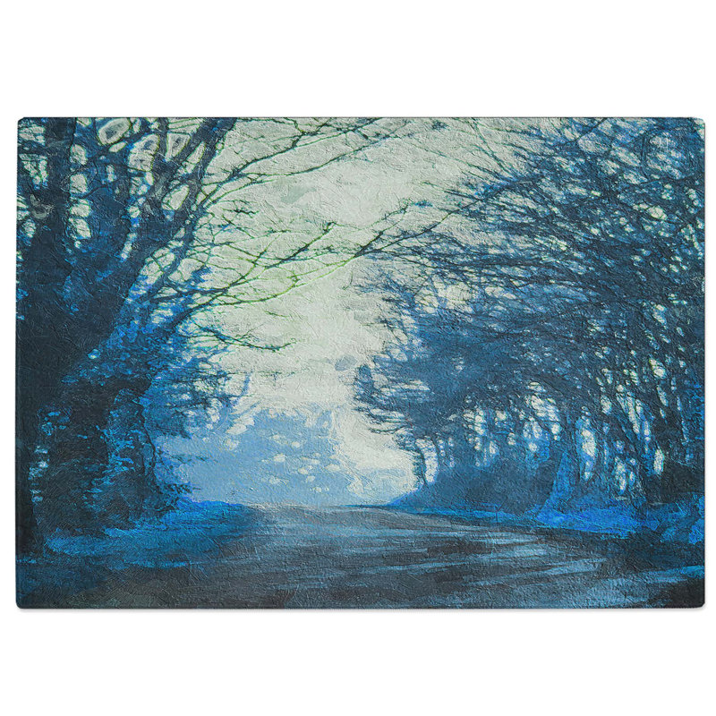 Tempered Glass Road Through the Woods Chopping Board, 39 cm W x 28.5 cm L