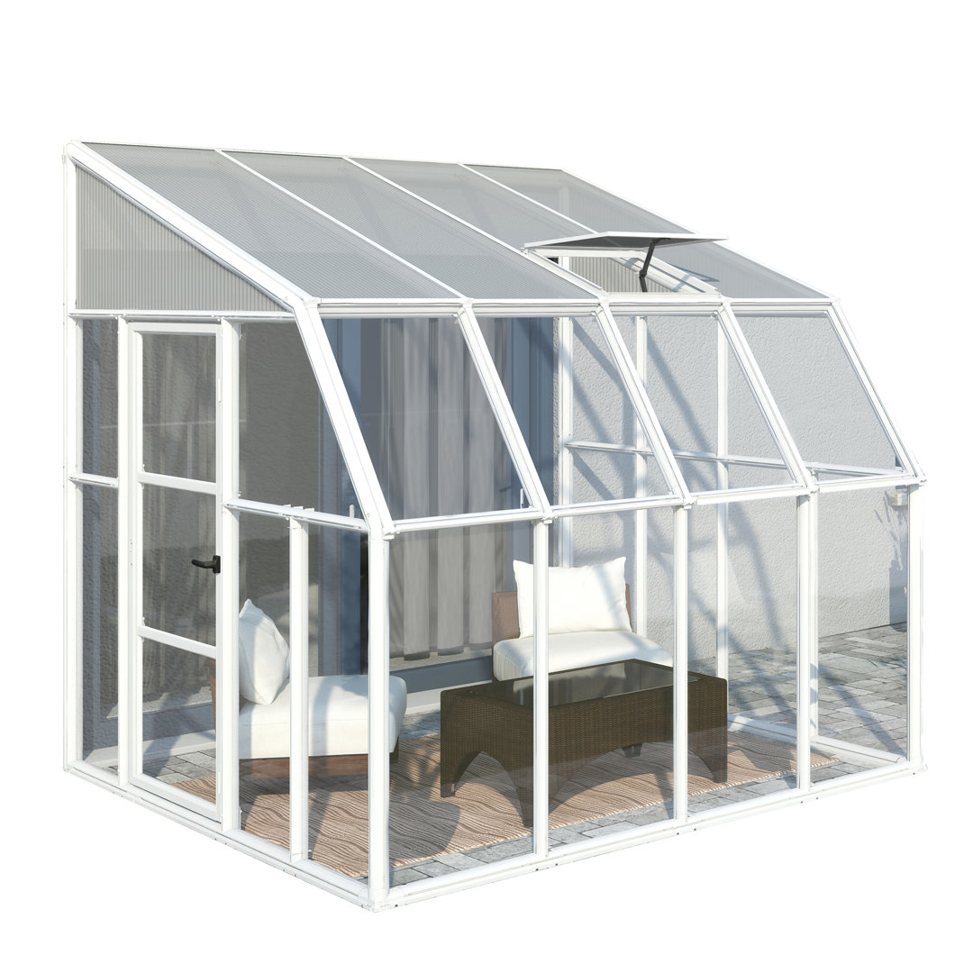 Palram Unisex White Lean To Greenhouse Sun Room Clear X - L260 X W257 X H266 Cm In Size 8 - Image 3