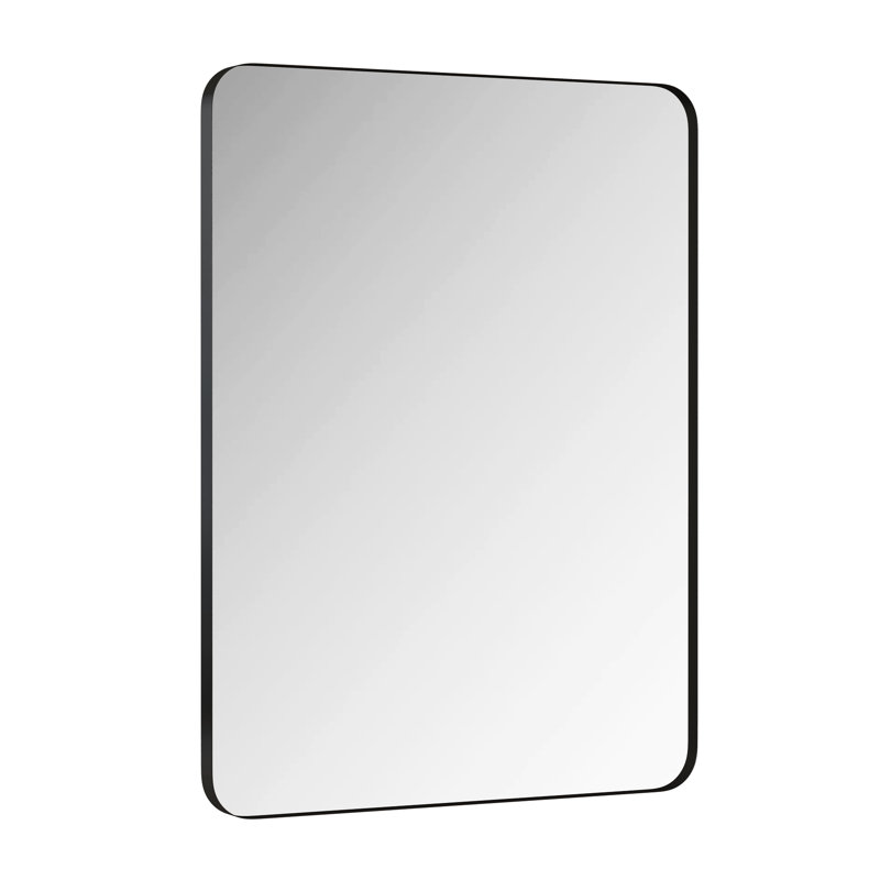 Miroir de salle de bain en métal noir avec cadre 24 po x 36 po - élégant pour la chambre à coucher, le salon et la salle de bain rectangulaire élégante