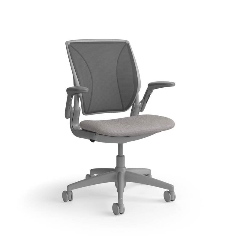 World LM, Ergonomic Task Chair with Poppy Seed Backrest, and  Autumn Upholstered Seat, Gray, Light Gray Fabric