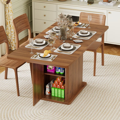 47-65 Inch Extendable Kitchen Dining Table With 2 Doors For 4-6, Rectangle Dining Room Table