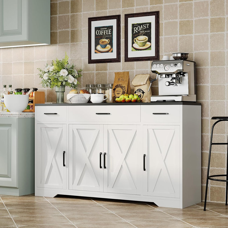 55 Inch Buffet Cabinet With Drawers,