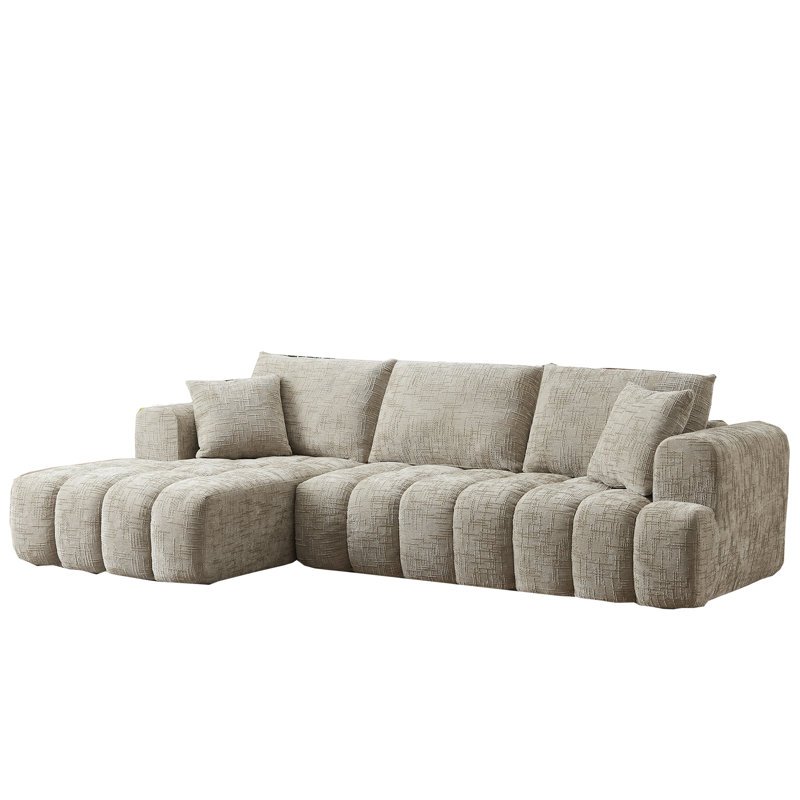 Chennova Boneless Modern Chenille Sectional Sofa with Tufted Design and Pocket Spring Structure, Left Hand Facing