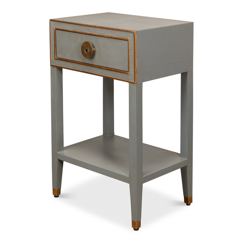 Shagreen 20'' W Solid Wood Nightstand, Storm Gray