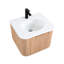 Meuble de salle de bain mural de 24 po de forme moderne incurvé, grain de bois ondulé, lavabo intégré, tiroir pour organiser une armoire à montage quotidien avec motif, texture de grain, marbre et céramique-853678695