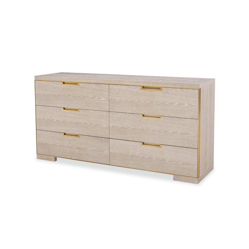 Cadence 6 - Drawer Solid Wood Dresser, Sand Cerused