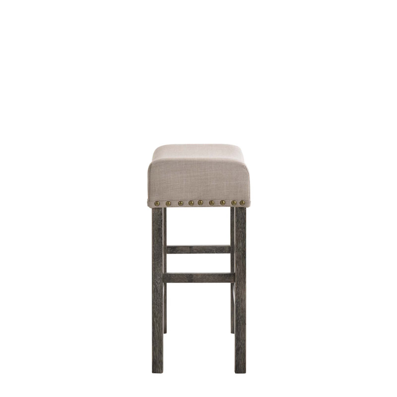 Tabouret à hauteur de comptoir en lin brun clair et gris vieilli, ensemble de 2