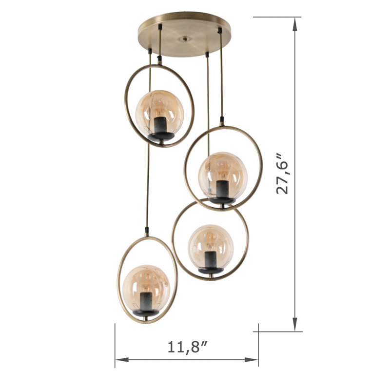 Metal 4 Lights Globe Cluster Pendant