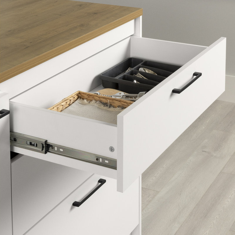 Myro  Kitchen Island With Door And Drawers, White