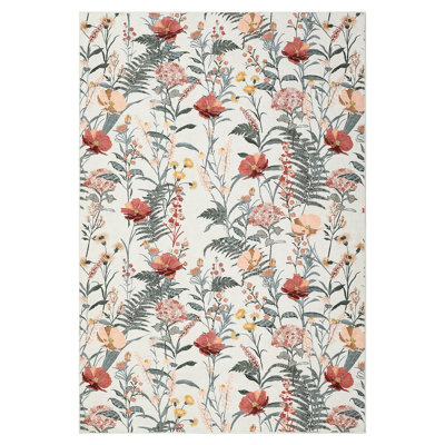 Modern Area Rugs Flower Printed Accent Carpet,Non-Slip Area Rug Farmhouse Throw Rugs for Bedroom,Living Room,Office